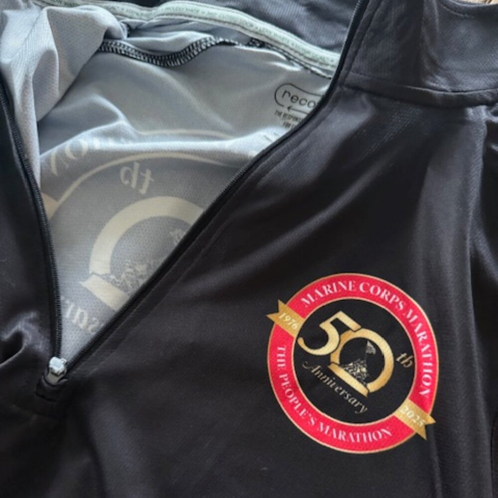 2025 Marine Corps Marathon (MCM) 50th Anniversary Quarter Zip Shirt, Size Small